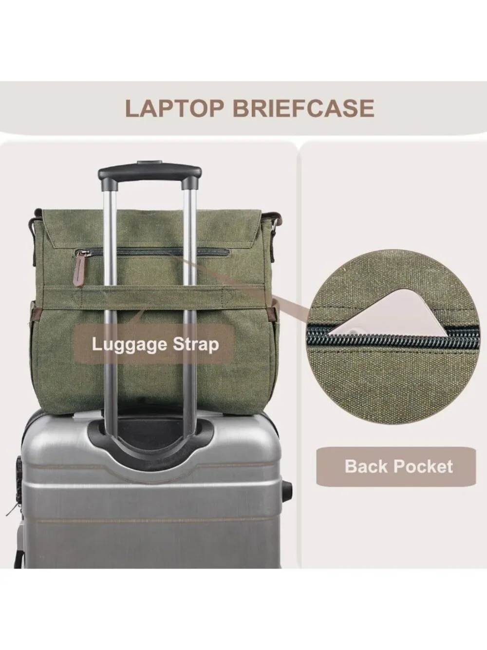 Vintage Canvas Messenger Bag for 15.6